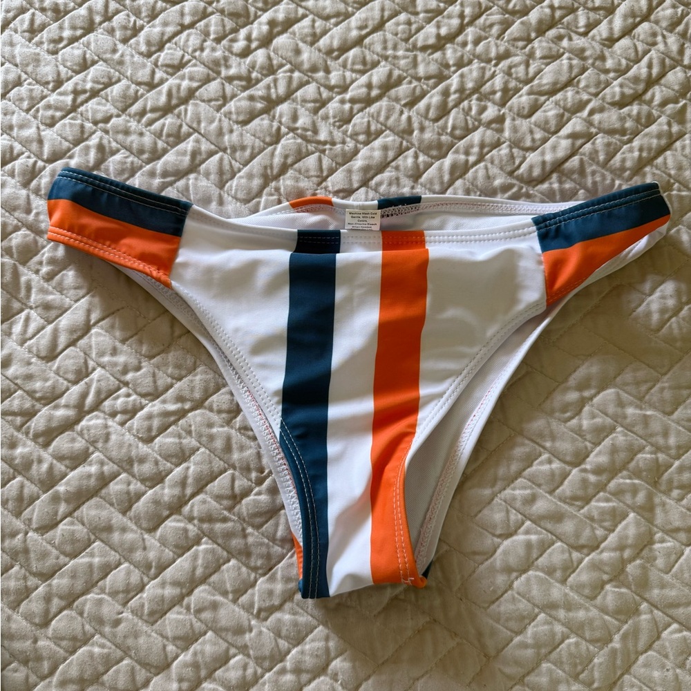 SHEIN Striped Bikini Bottom - Orange, Blue, White